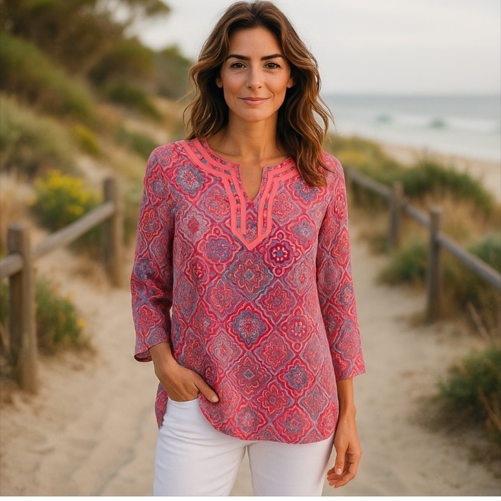 Talbots Women’s Pima Blend Medallion Tunic Size MP
